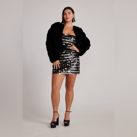 12th Tribe Pippa Black Disco Sequin Mini Dress - Picture 6 of 7